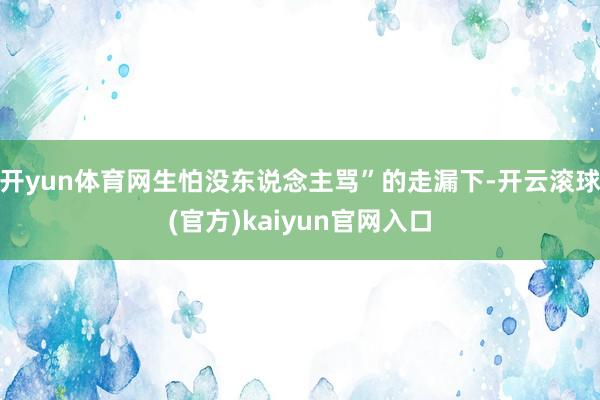 开yun体育网生怕没东说念主骂”的走漏下-开云滚球(官方)kaiyun官网入口